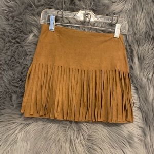 Fringe suede skirt